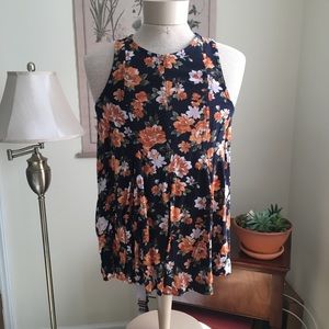 American Eagle High-Neck Floral Sleeveless Blouse